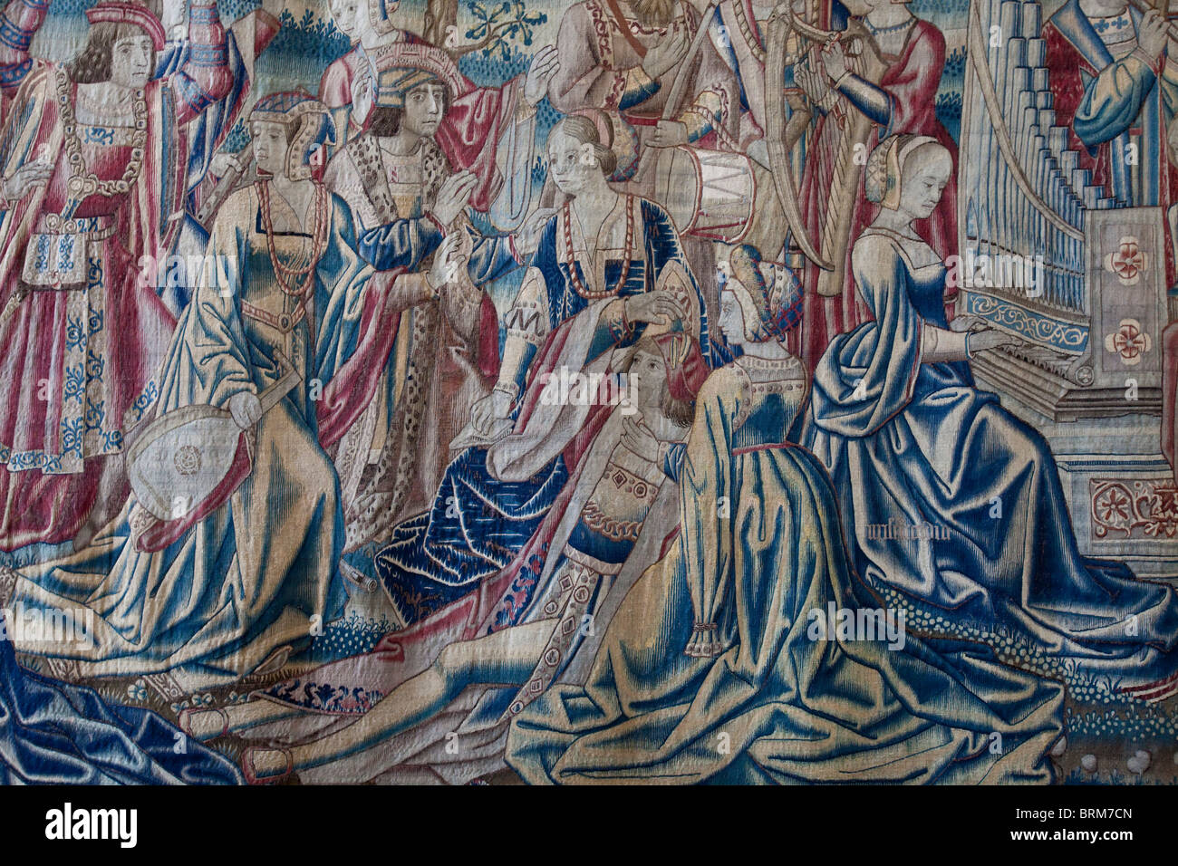 Hanging Medieval Tapestries, Hampton Court Palace, Richmond, London, England Stock Photo