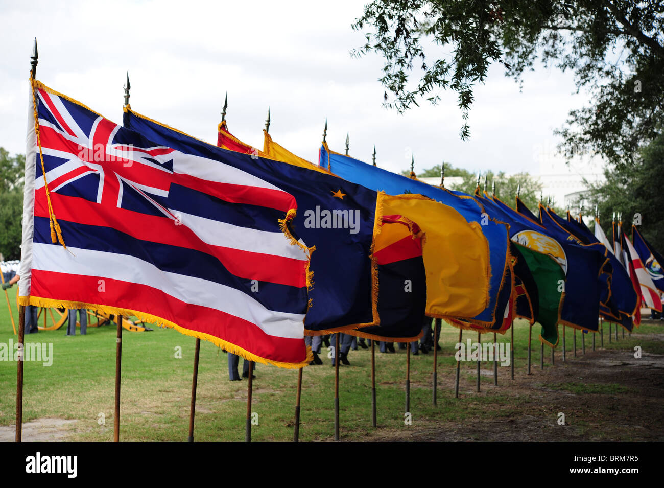 U.S.A. State Flags displayed at Parade for Medal of Honor Recipients Stock Photo