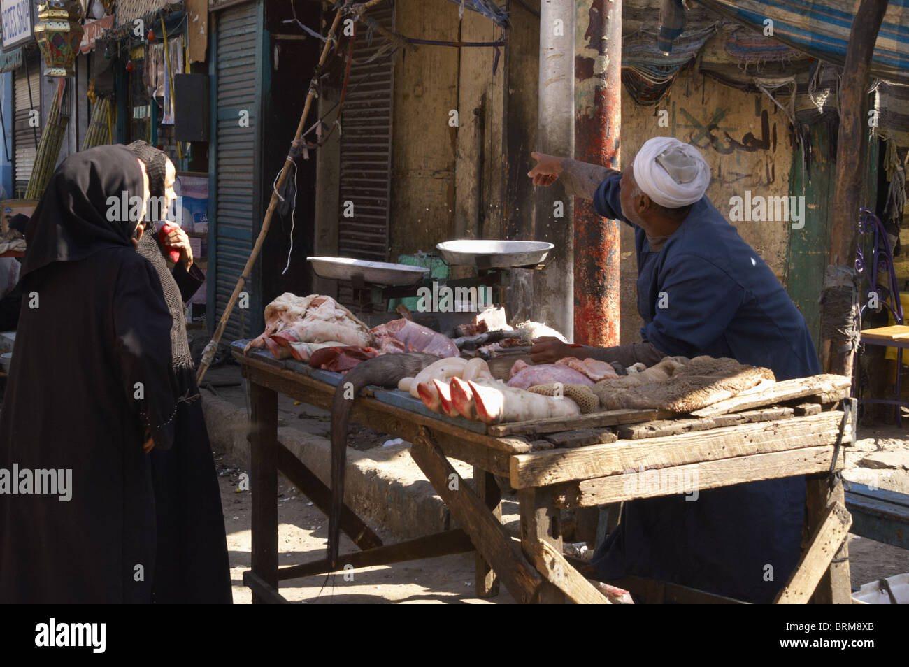 Egypt. Luxor. Market. Meat sales Stock Photo Alamy