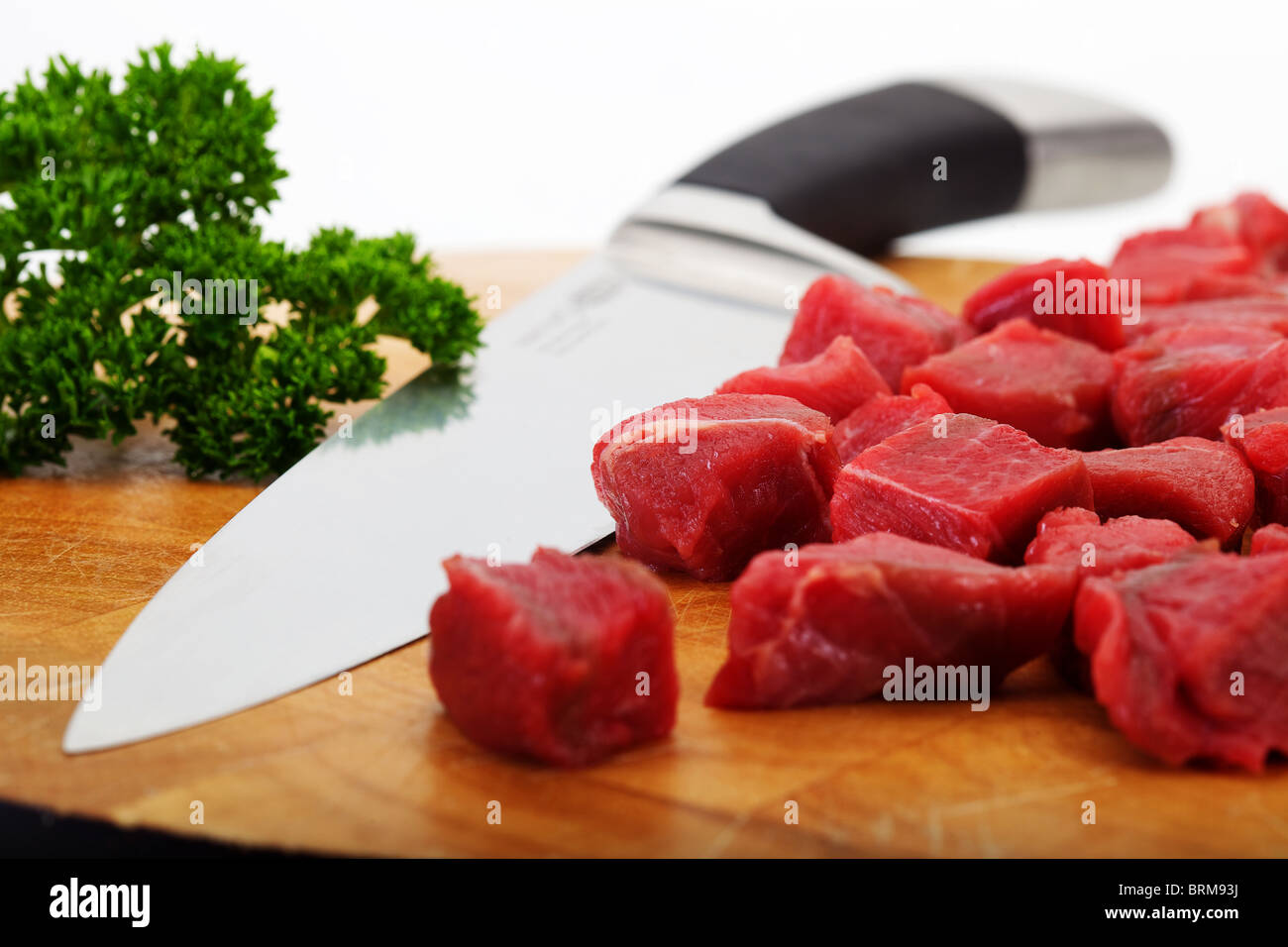 Close up macro image of chopped steak Stock Photo