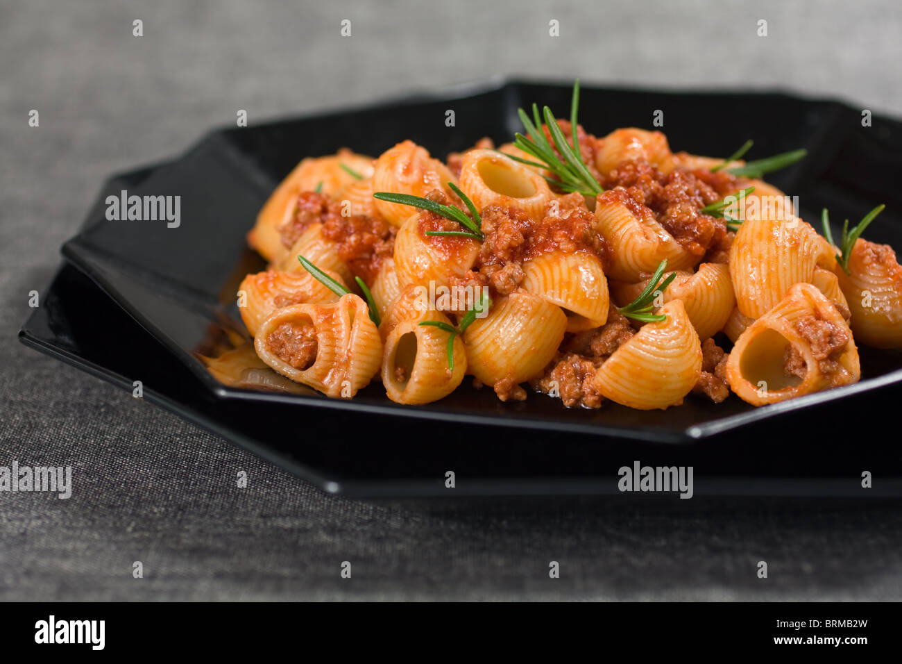 Close Up Of Italian Pasta and Sauce Stock Photo