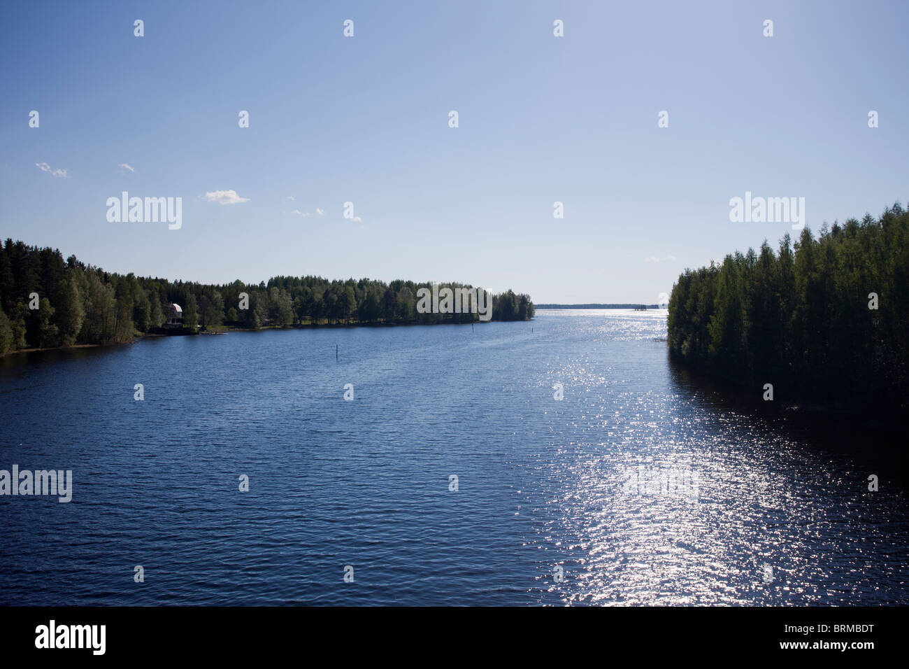 View of strait Säviänvirta leading to the lake Nilakka Finland Stock Photo