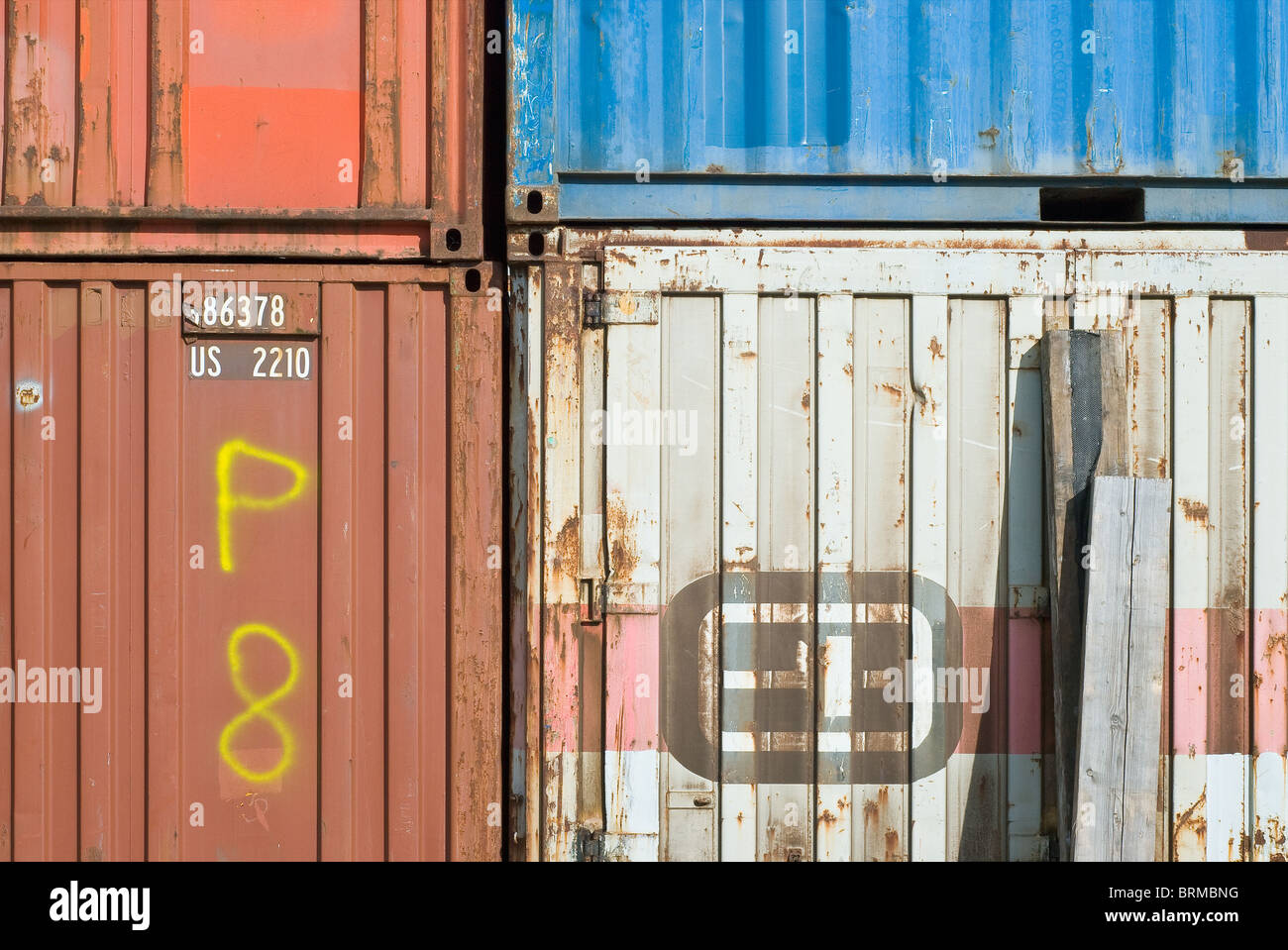 Old Transport Containers for Commercial Storage and Shipping Stock Photo