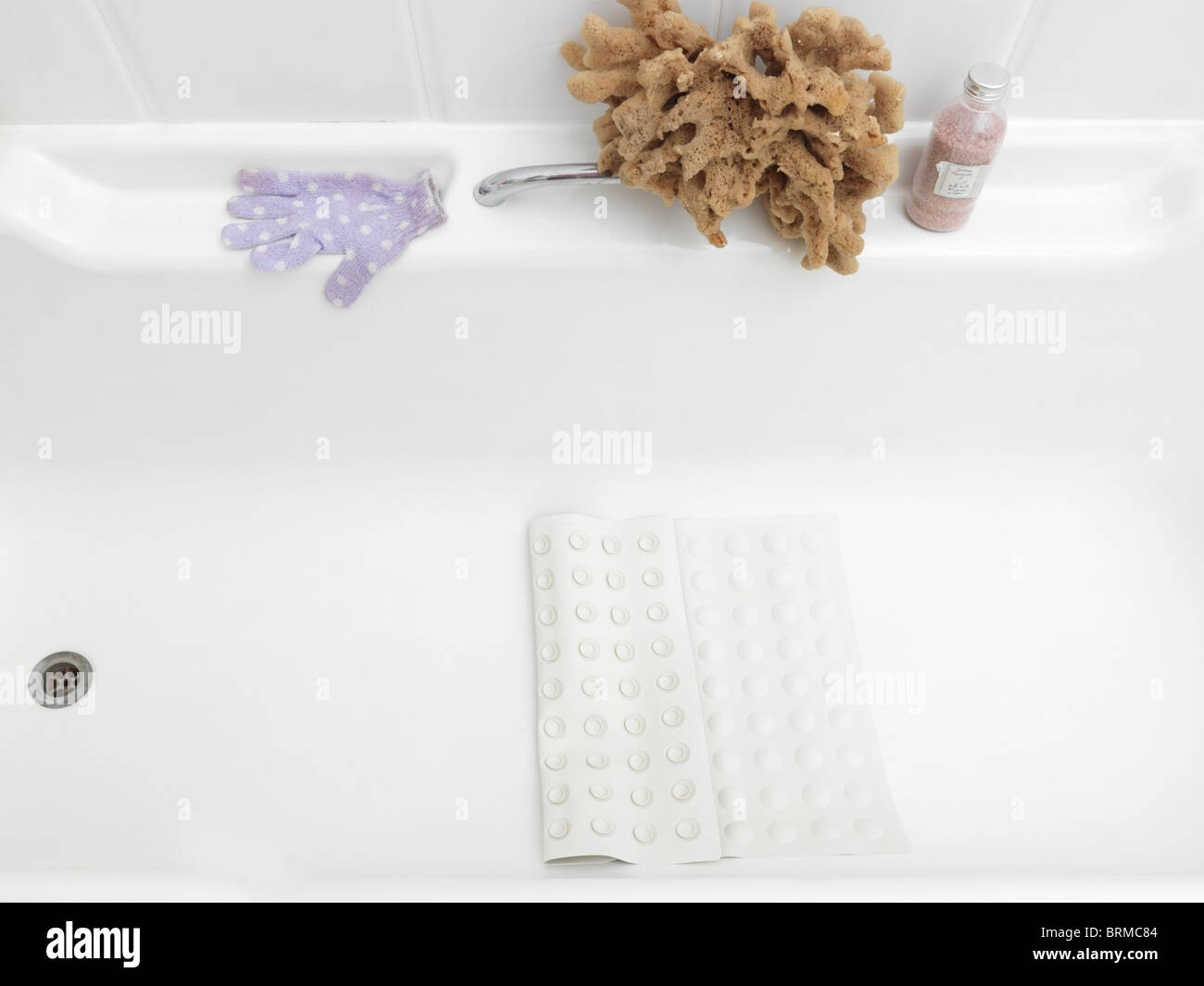 An Anti-Microbial Non-Slip Bath and Shower Mat Stock Photo