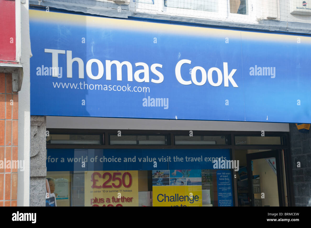 Thomas Cook travel agency sign in St Austell, Cornwall Stock Photo