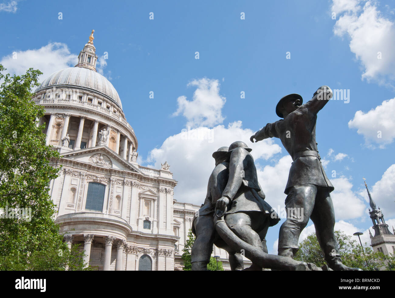 Memorial to London's firemen in the second world war at St Pauls Cathedral, England. Stock Photo