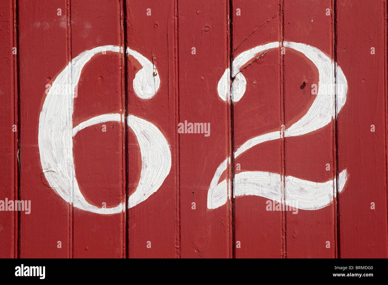 The number 62, white on red boards Stock Photo - Alamy 