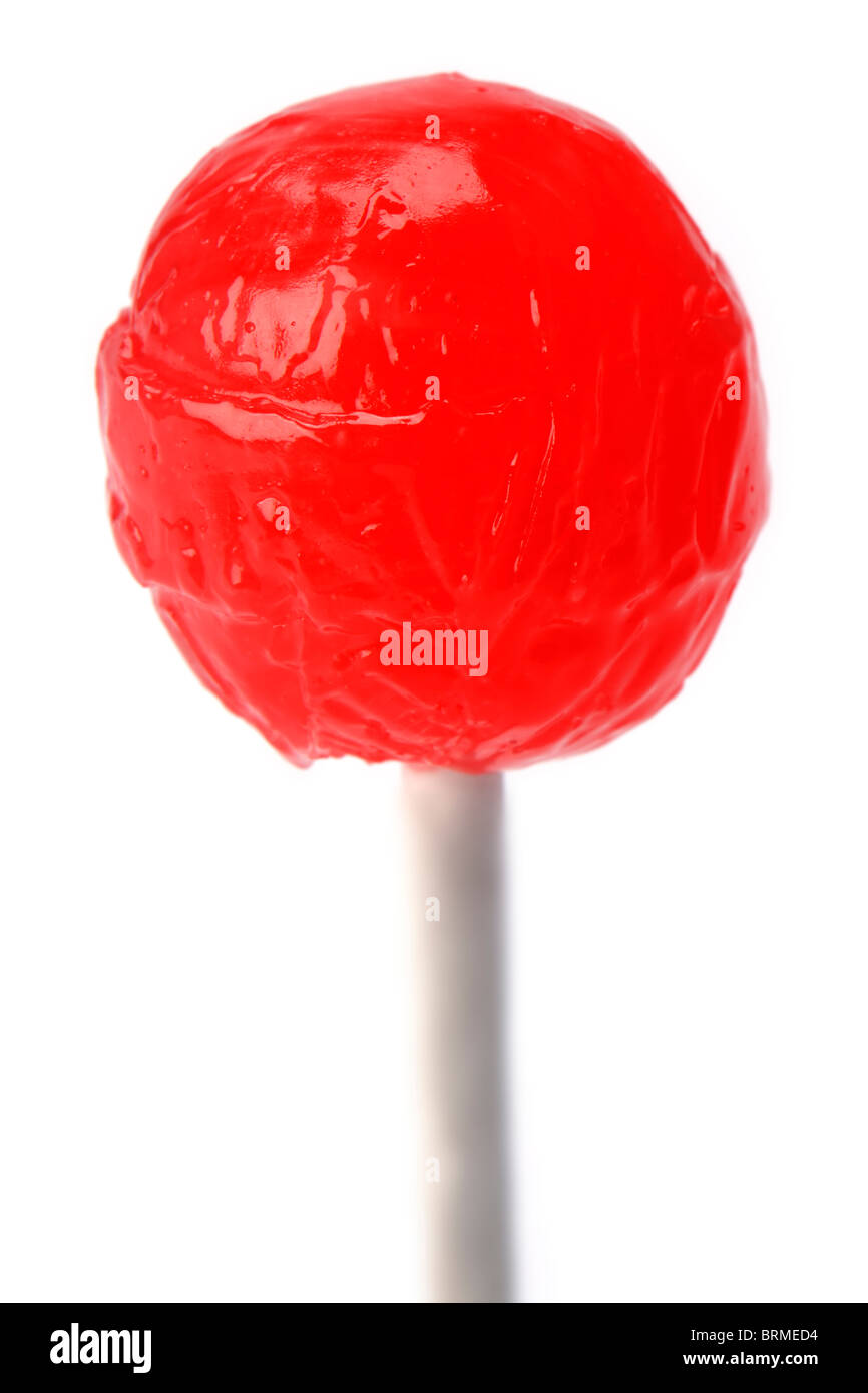 Sticky Red Lolly Stock Photo Alamy