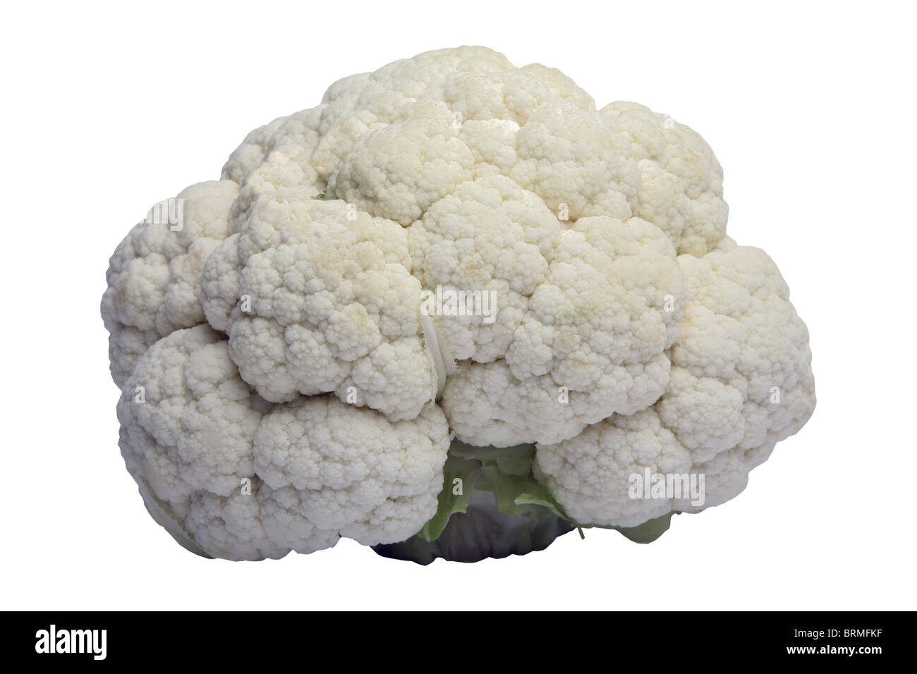 Cutout of a whole cauliflower with leaves removed. Stock Photo