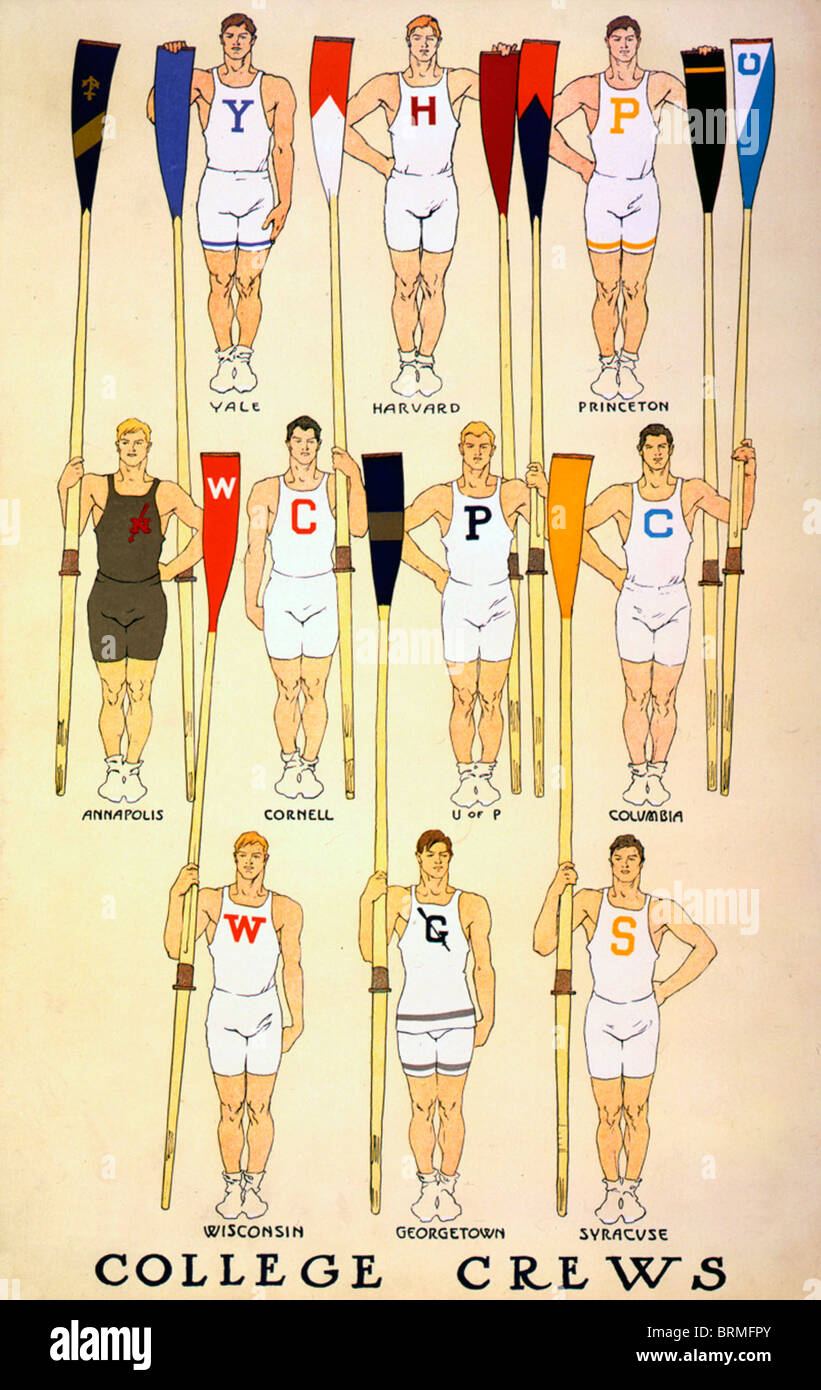 College rowing crews ten men representing various Universities