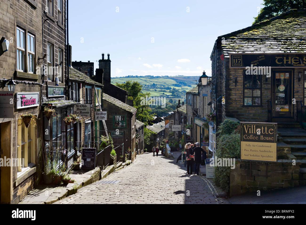 The main street in the village of Haworth, West Yorkshire, England Stock Photo 31799014 Alamy