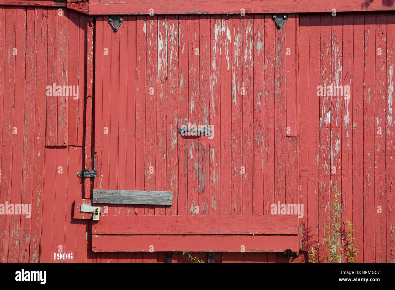 Weathered Wooden Red Boards And Door Of An Old Train Car