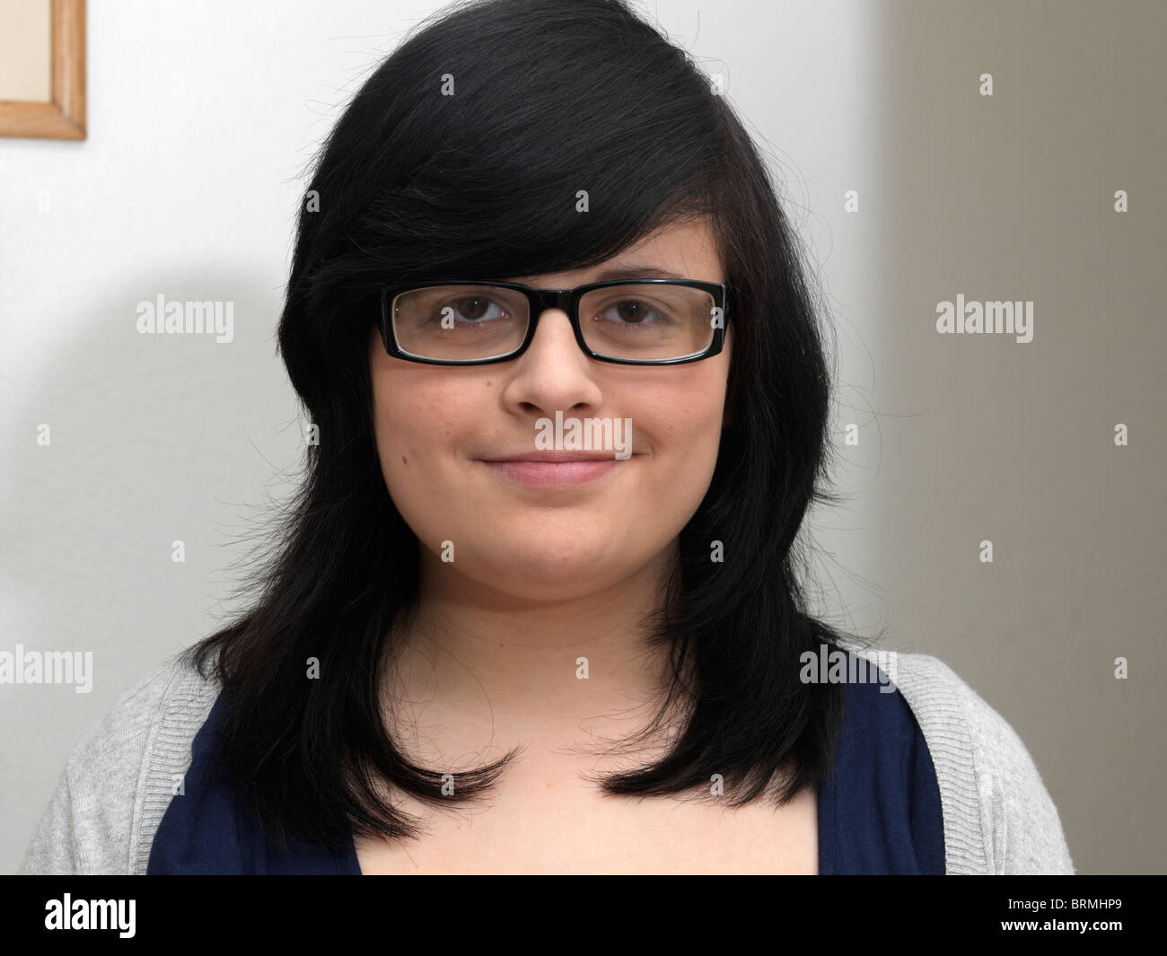 Portrait Of A 19 Year Old Girl Wearing Glasses Stock Photo
