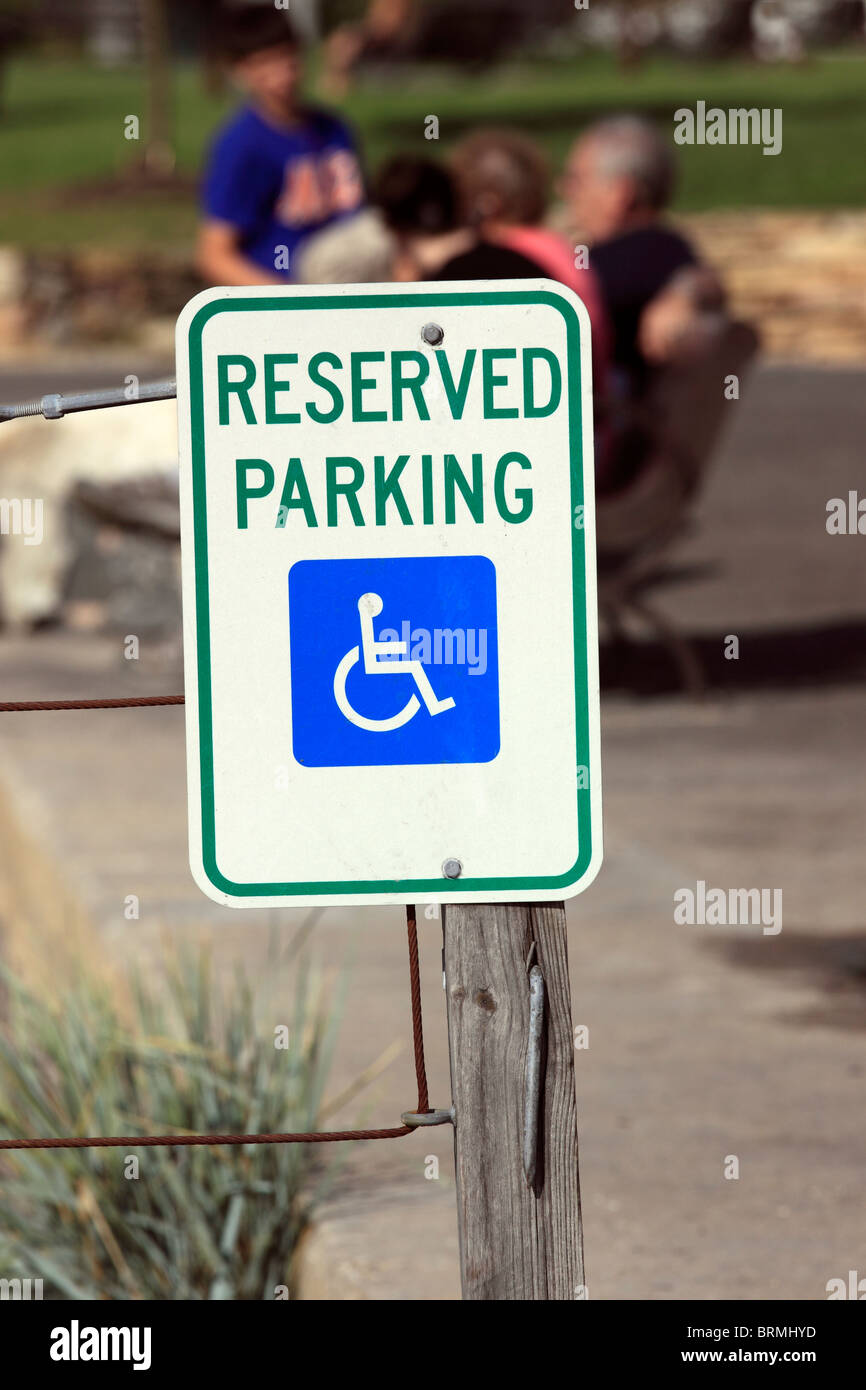 Handicapped reserved parking sign Long Island NY Stock Photo