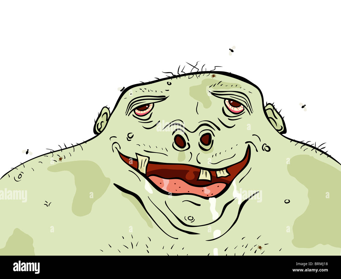 Illustration of an ugly but happy green man Stock Photo