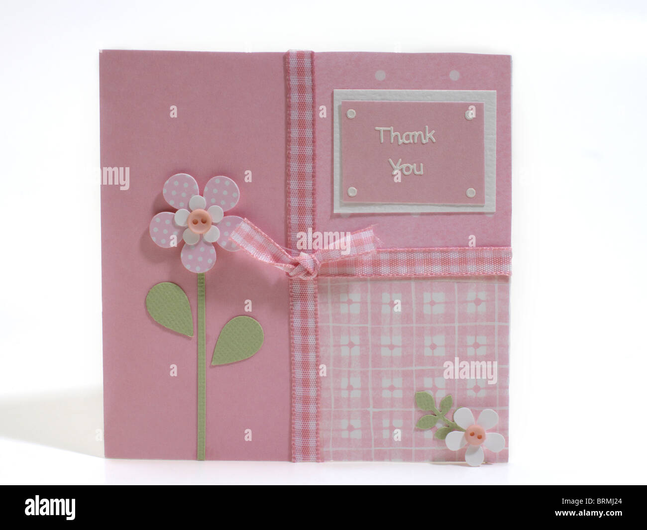 Hand Made Thank You Card With Flower Design Stock Photo