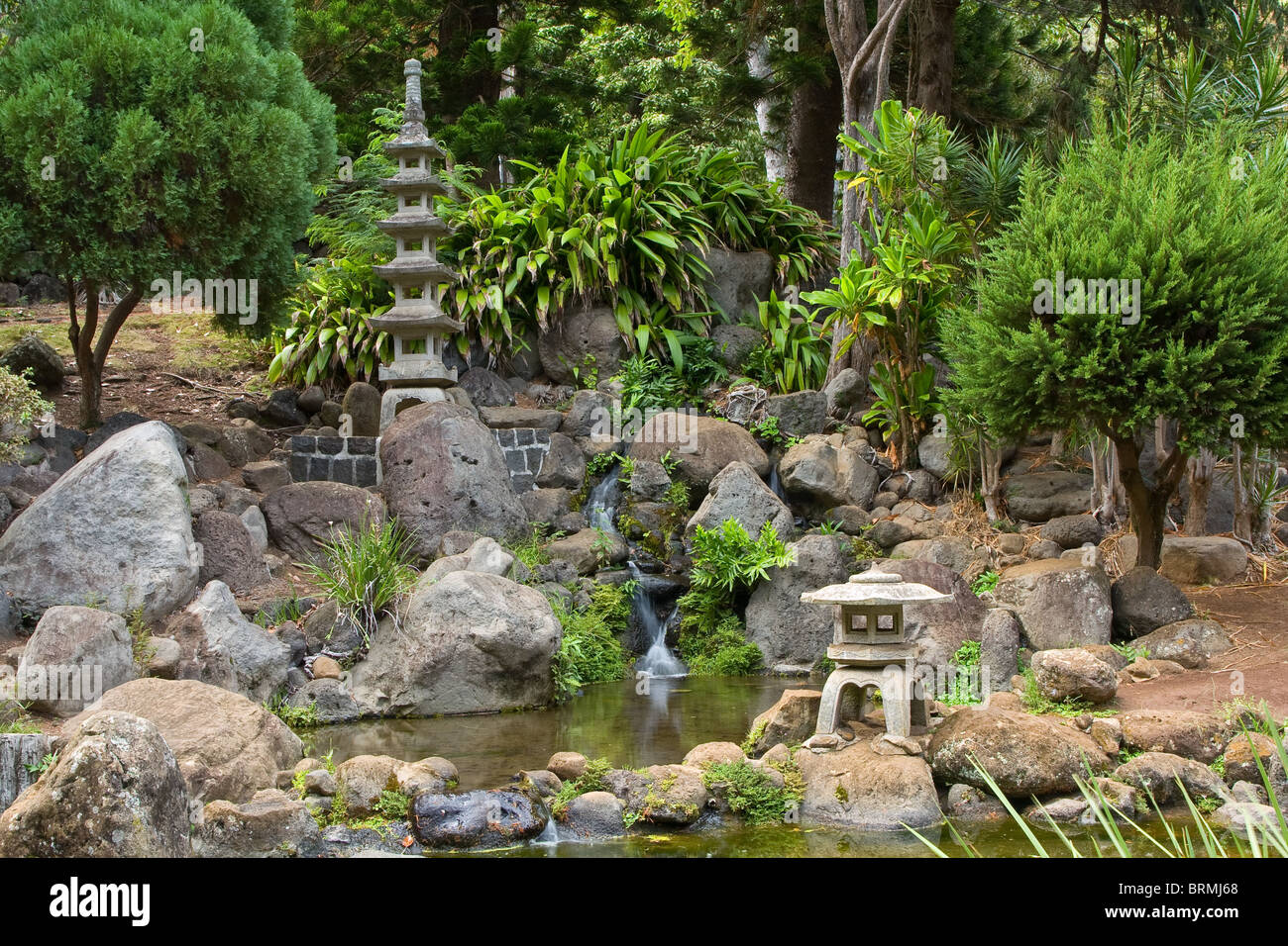 Formal Japanese Gardens at the Kepaniwai Park's Heritage Gardens, Maui