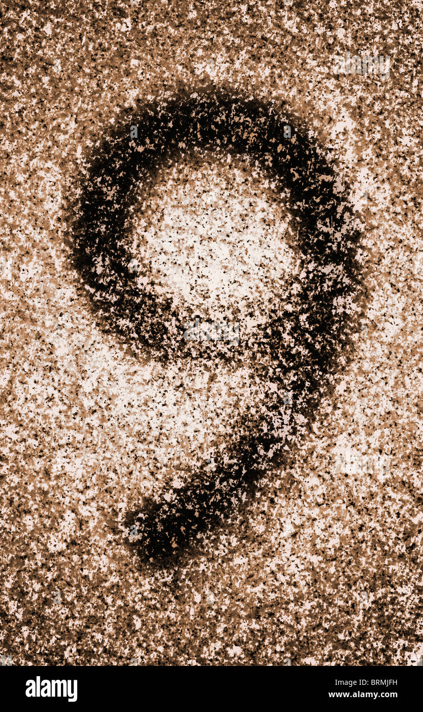 High resolution background of the number nine imprinted on granite texture Stock Photo
