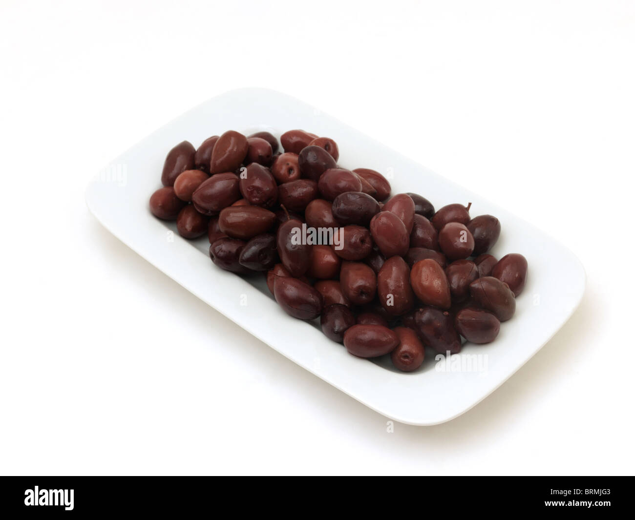 Greek Kalamata Olives On Plate Stock Photo