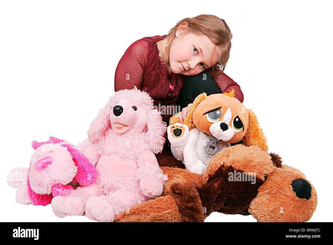 young little girl sitting with stuffed animals Stock Photo - Alamy