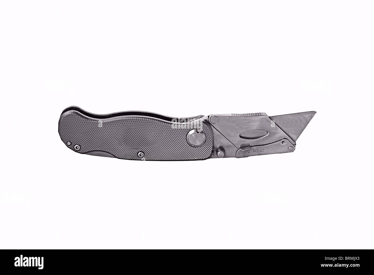 a silver steel utility knife Stock Photo