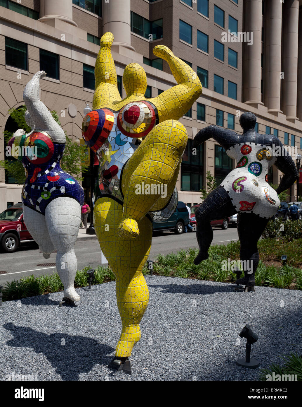 Sculptures by Niki de Saint Phalle on New York Avenue in Washington DC  organised by the National Museum of Women in the Arts Stock Photo - Alamy