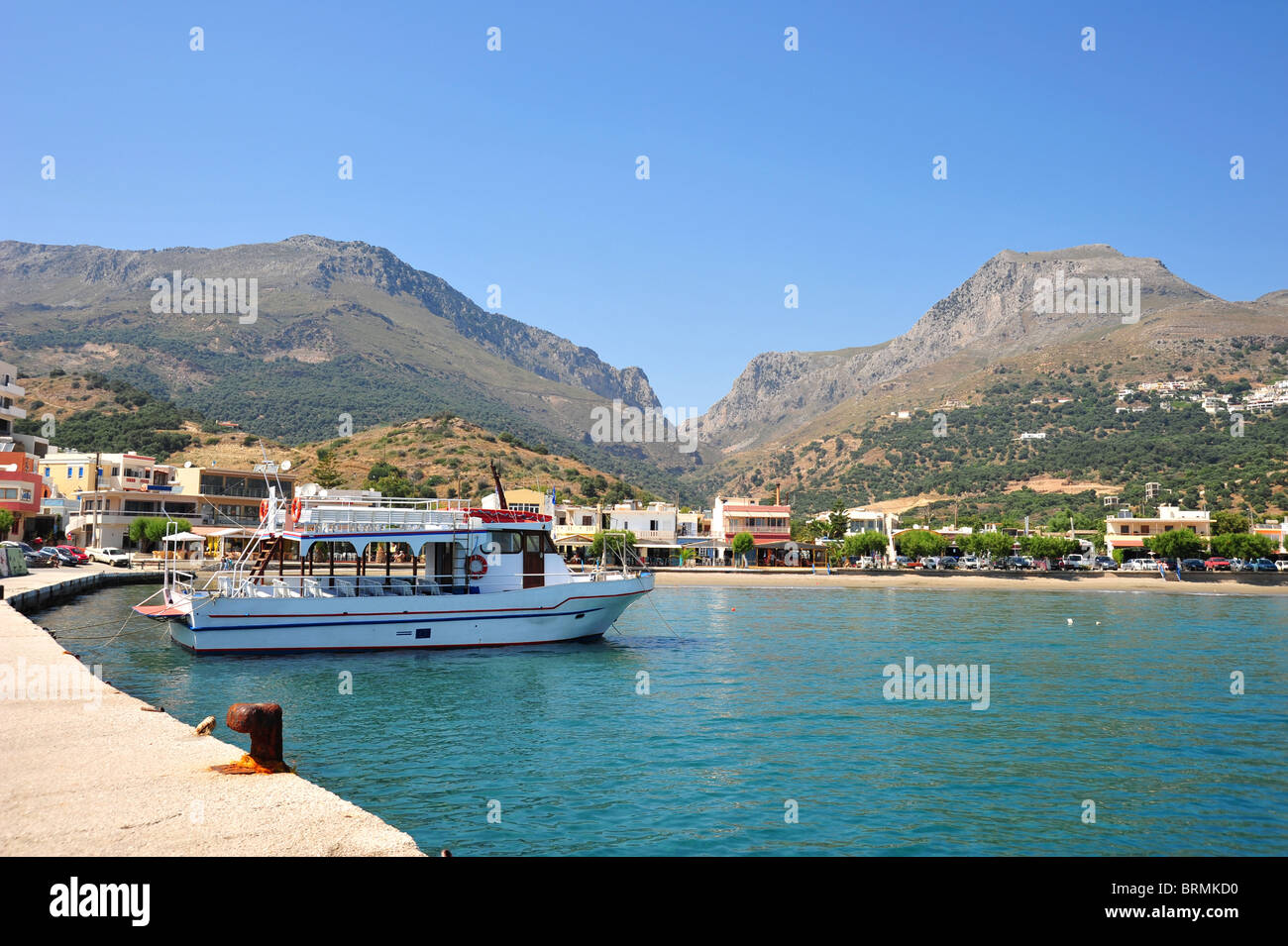 The harbour at Plakias in Crete, Greece Stock Photo