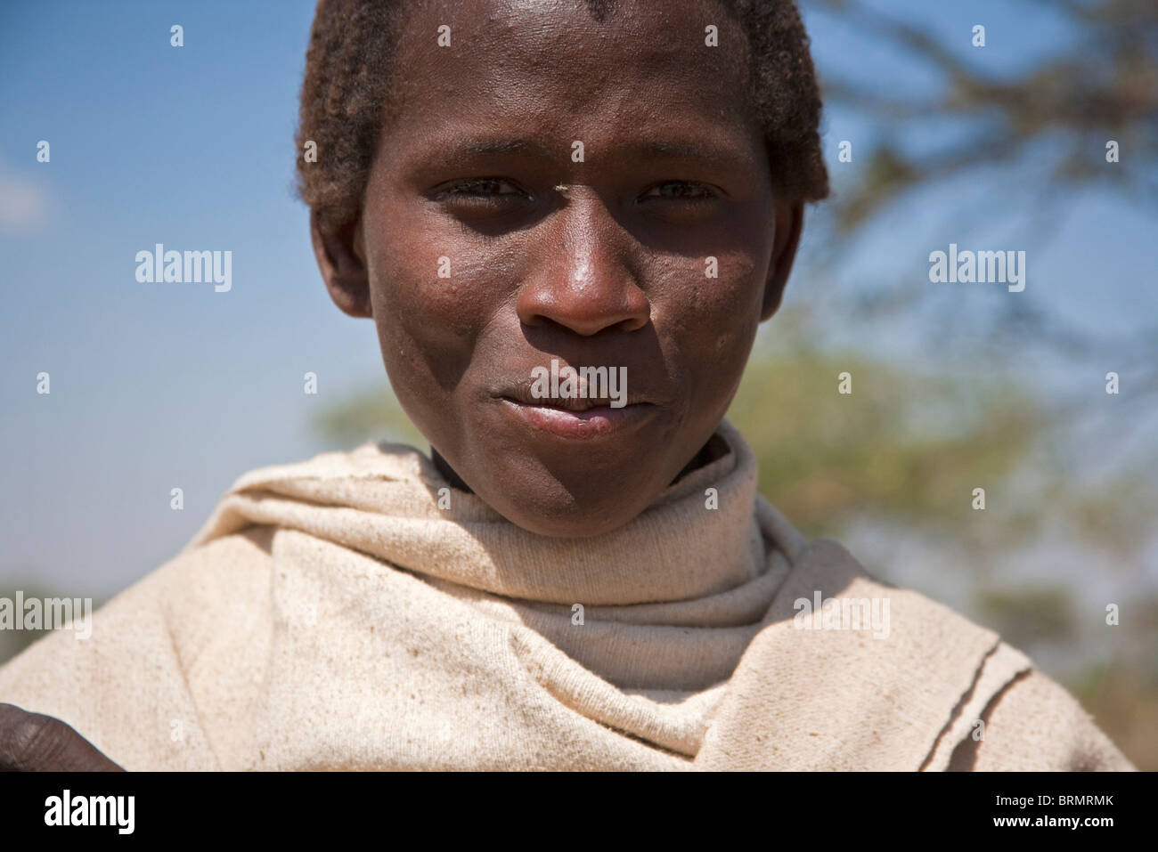 Portrait of a Camel herder wearing a traditional robe Stock Photo