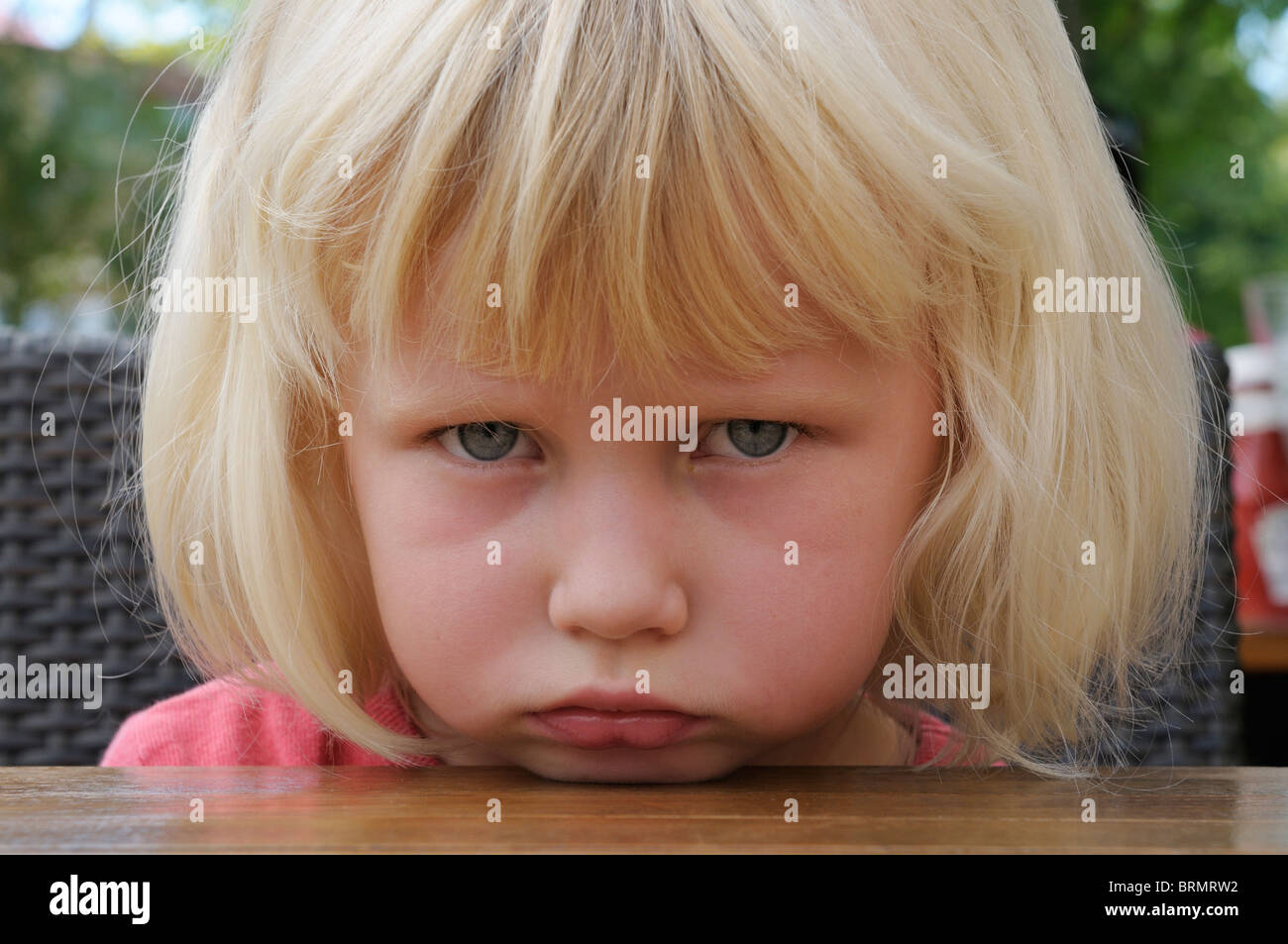 Stock photo of a five year old girl in a very grumpy mood Stock Photo ...
