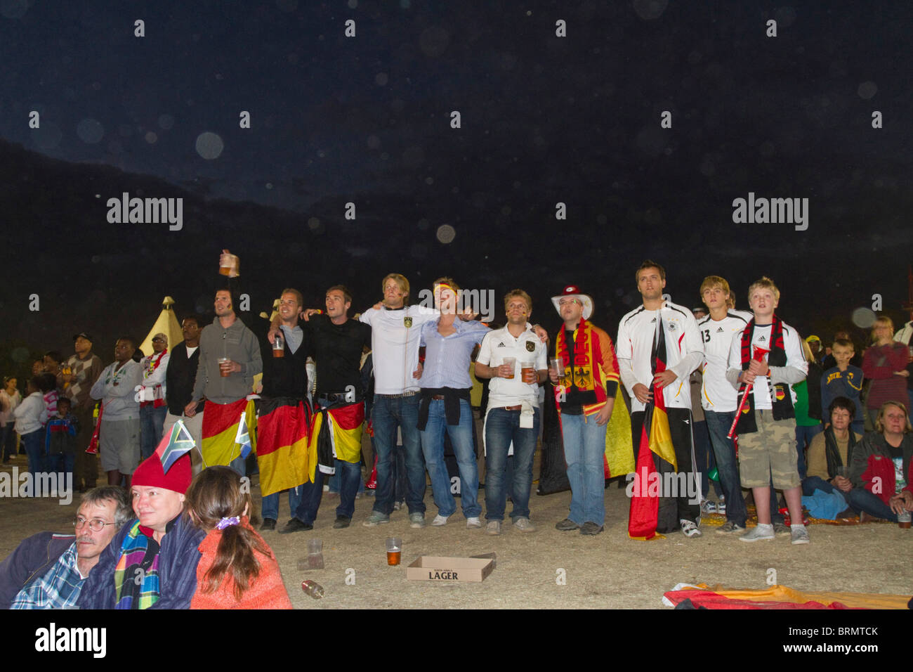 German football supporters at the Nelspruit Fan Park during the 2010 FIFA Soccer World Cup in South Africa Stock Photo