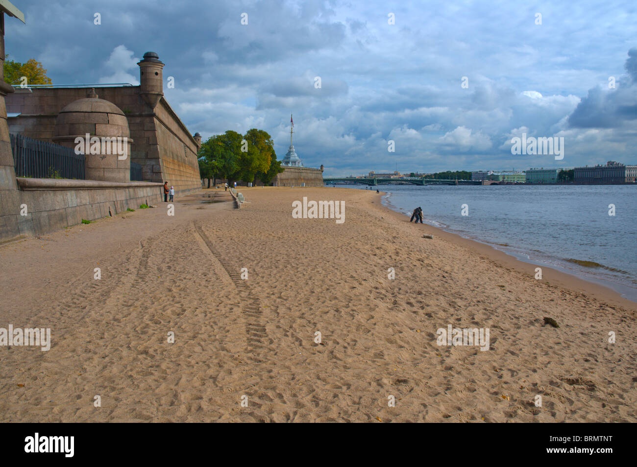 Beach at Peter and Paul fortress Zayachy island St Petersburg Russia Europe Stock Photo