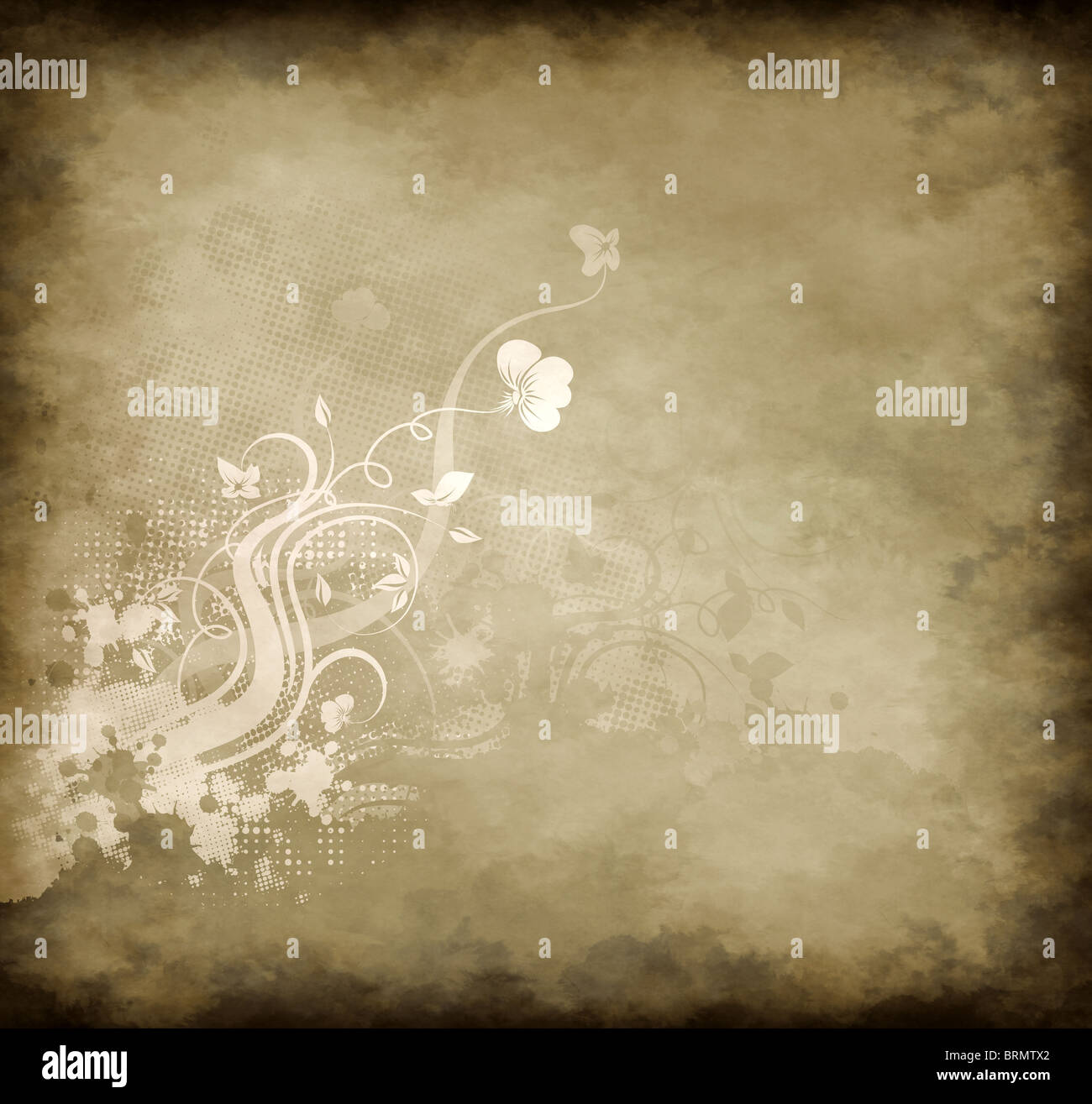 Grunge decorative background with floral design Stock Photo - Alamy