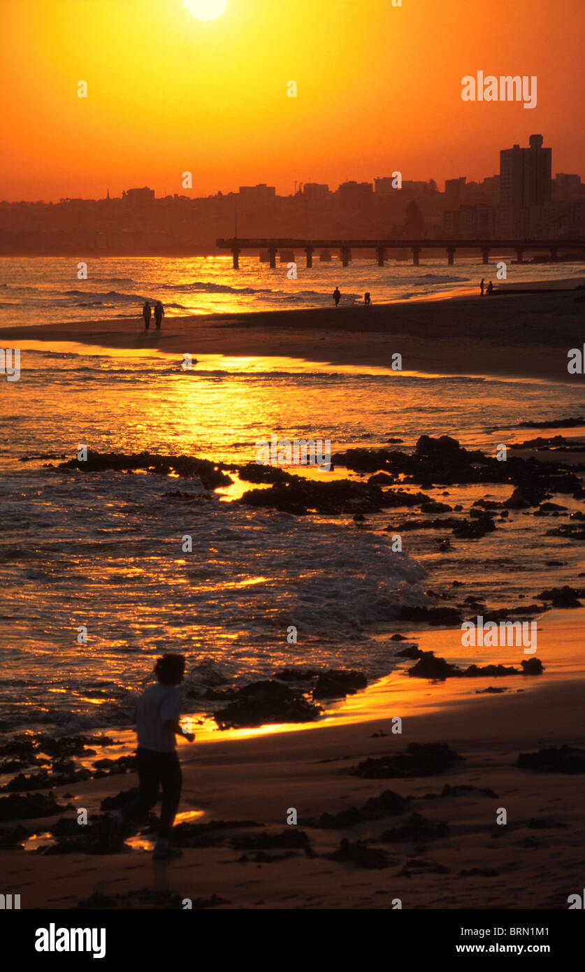 Sunset over one of Port Elizabeth's beaches Stock Photo