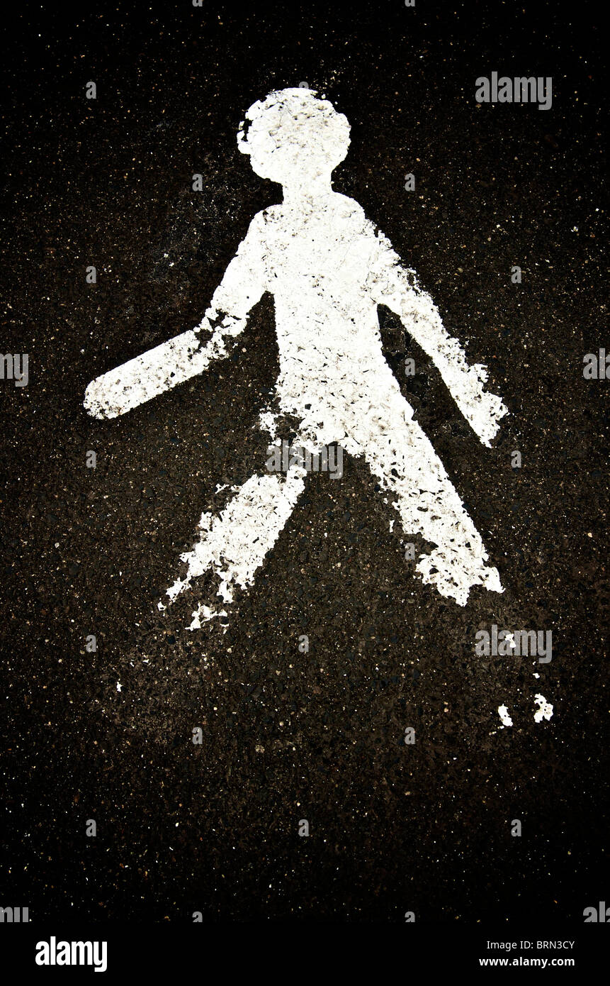 Pictogram of man walking on pedestrian crossing. Stock Photo