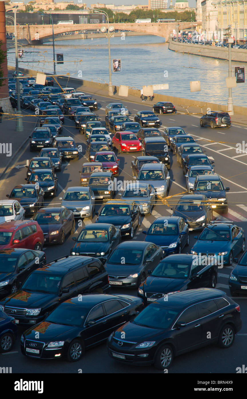 Rush hour traffic central Moscow Russia Europe Stock Photo