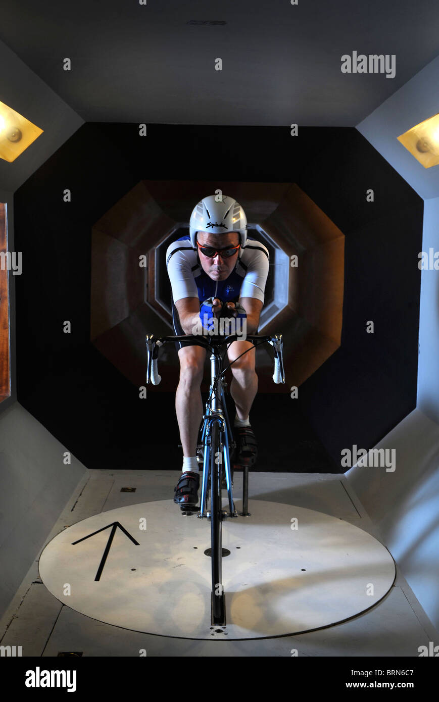 A Wind Tunnel Experiment To Find Optimum Aerodynamics For Cycling Clothing And Racing Bicycle Design Stock Photo Alamy