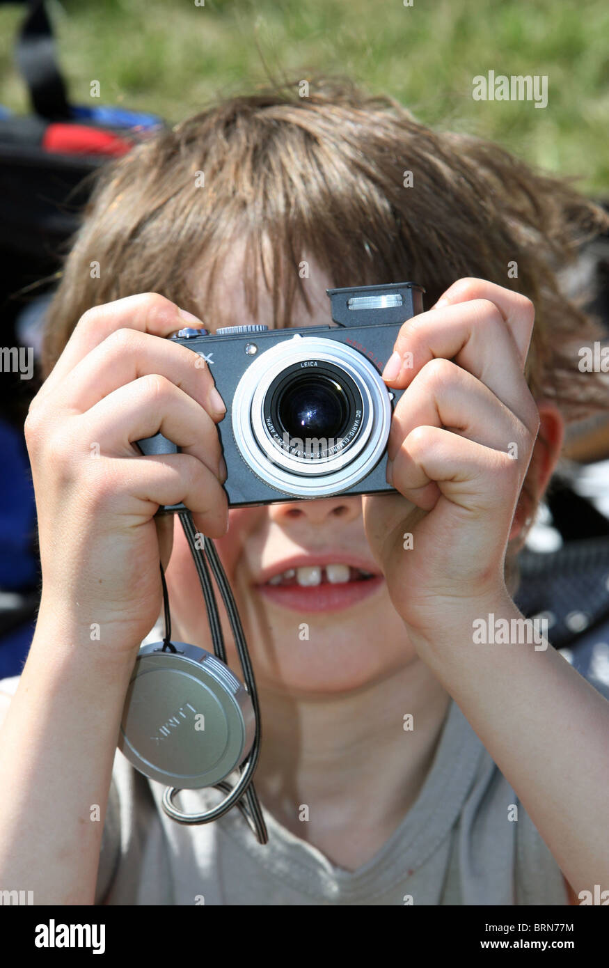A boy taking a picture Stock Photo