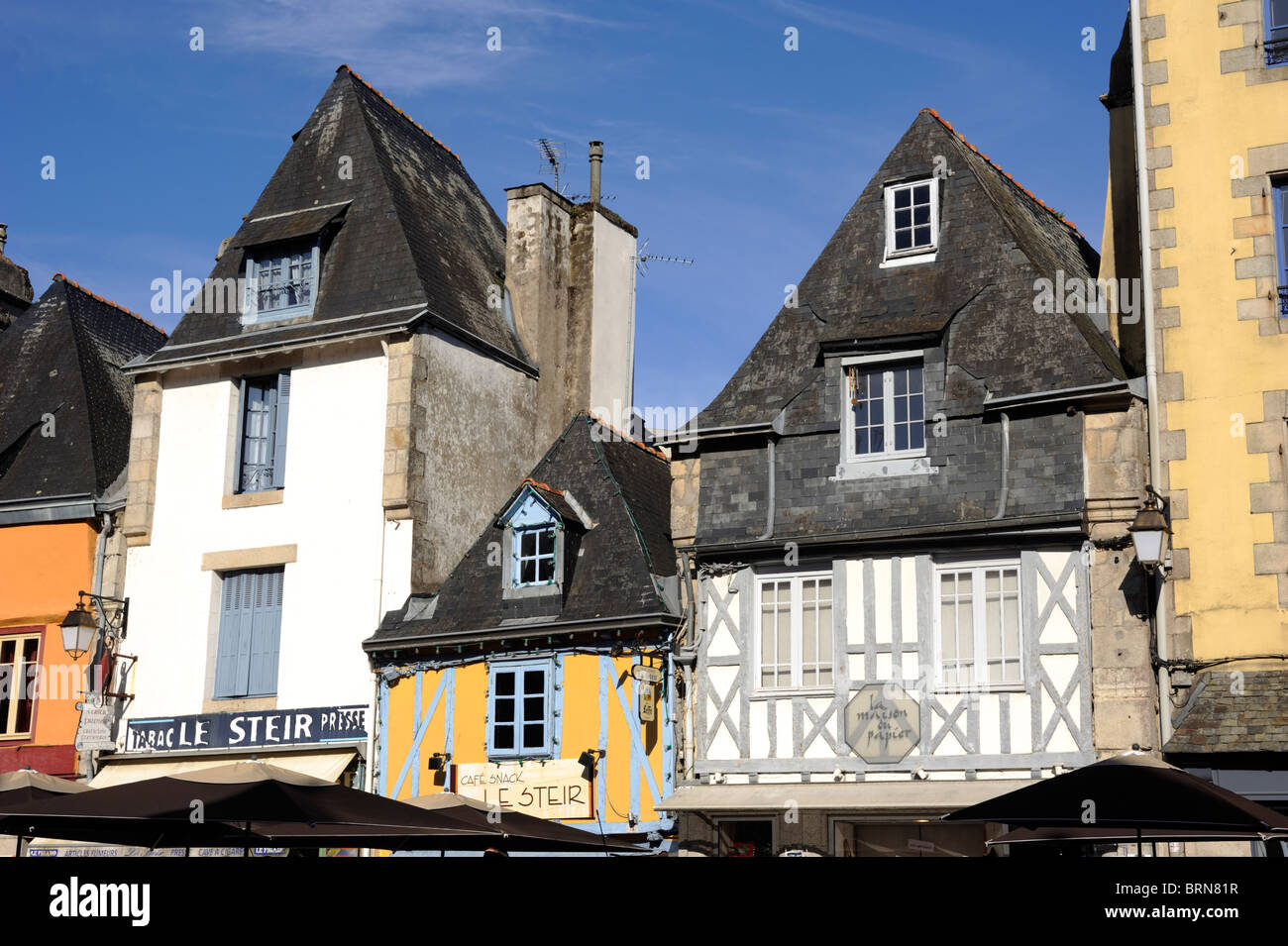 France, Brittany (Bretagne), Finistere, Quimper, breton houses Stock Photo