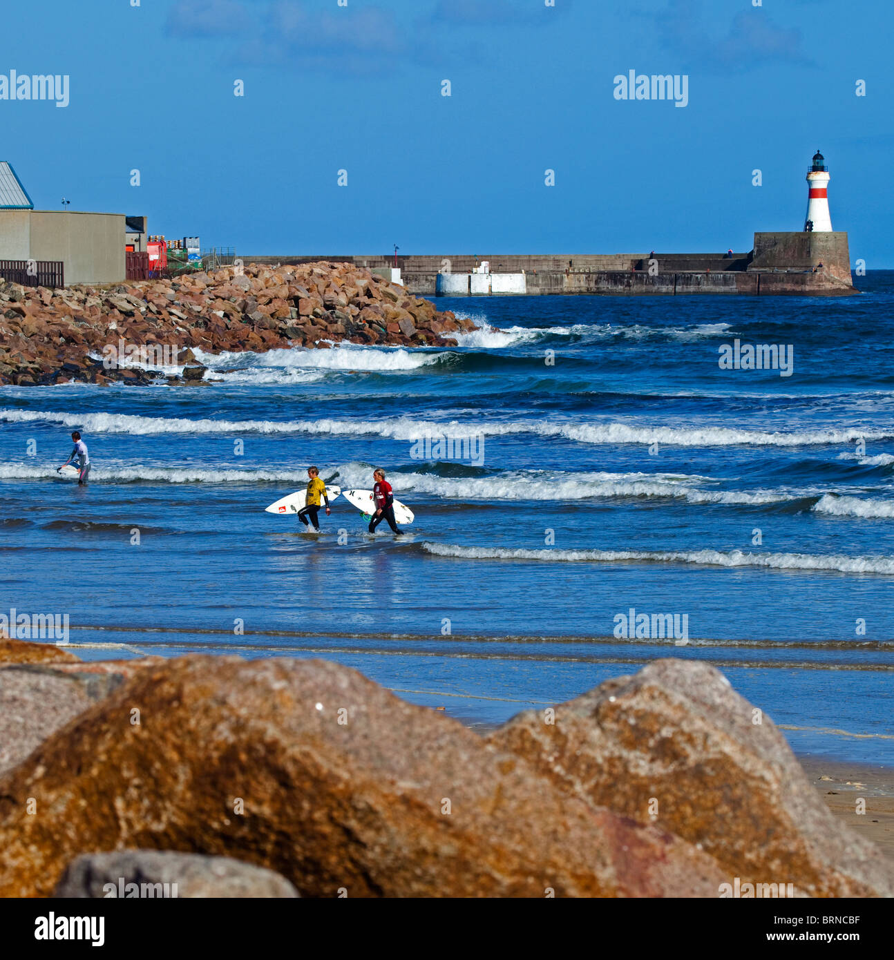Surfers Fraserburgh beach, Scotland, UK, Europe Stock Photo
