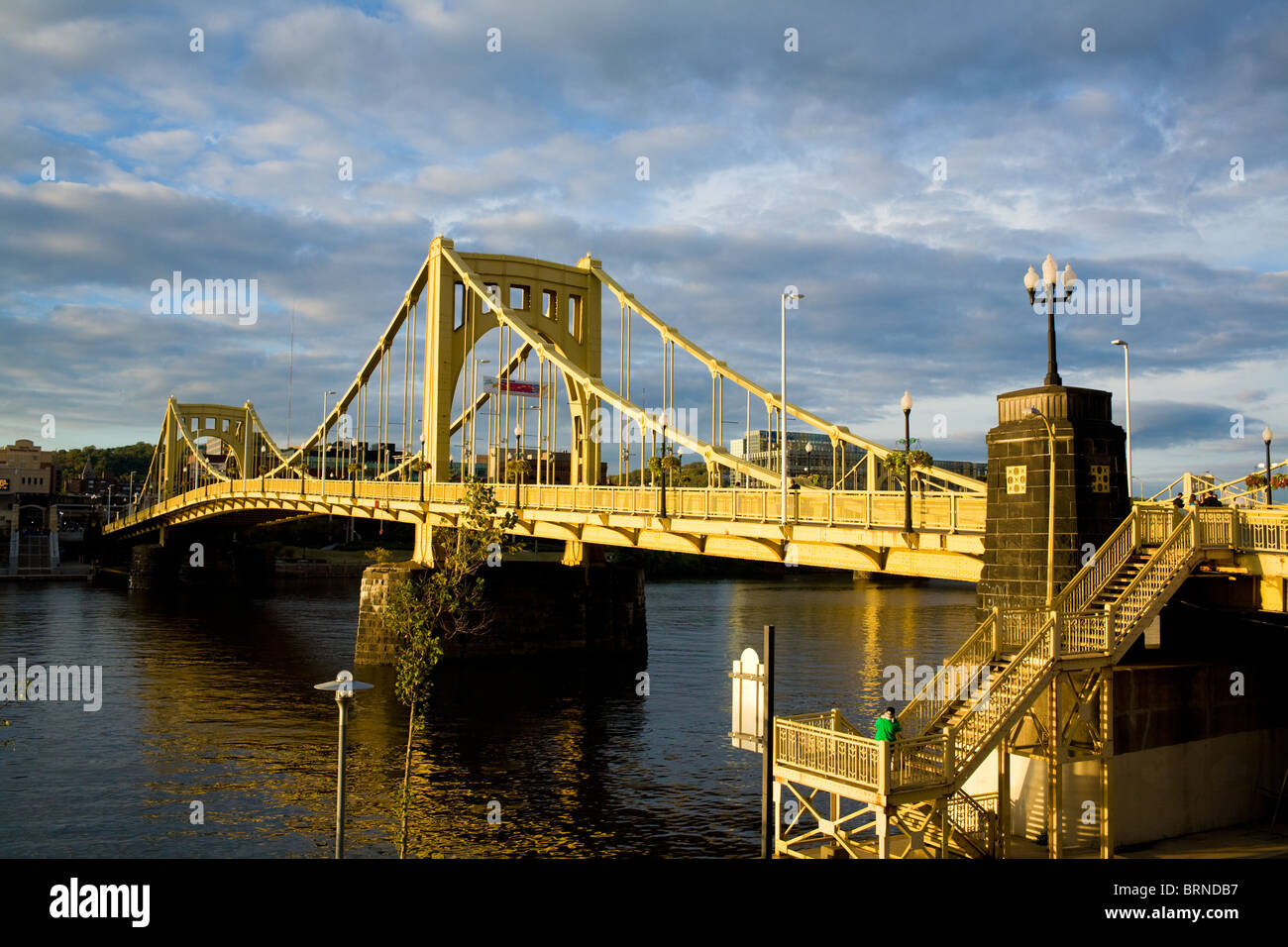 Roberto Clemente Bridge, one of Three Sisters Bridges, pedestrians only during baseball games, Pittsburgh, Pennsylvania Stock Photo