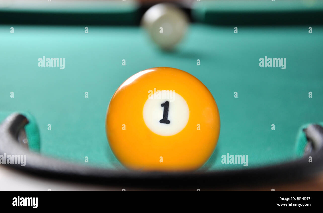 Number one billiard ball closeup Stock Photo Alamy