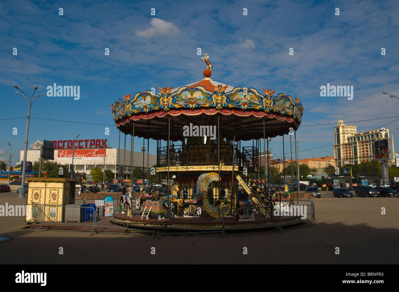 Merry-go-round outside Gorky Park central Moscow Russia Europe Stock Photo