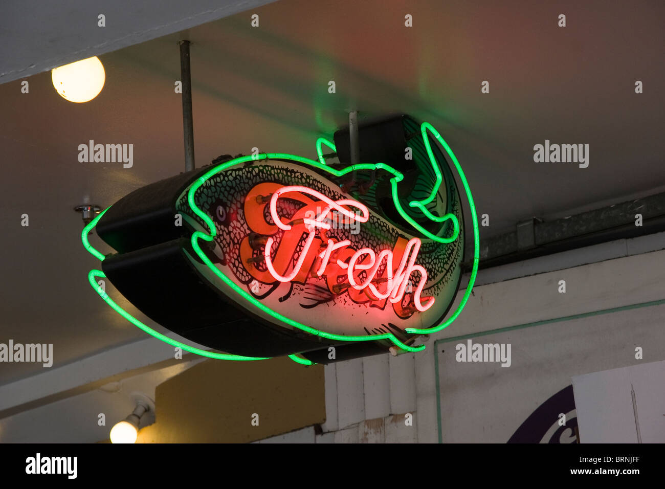 Fresh fish neon sign hi-res stock photography and images - Alamy