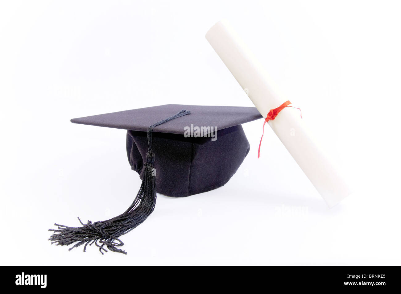 Student hat and diploma Stock Photo