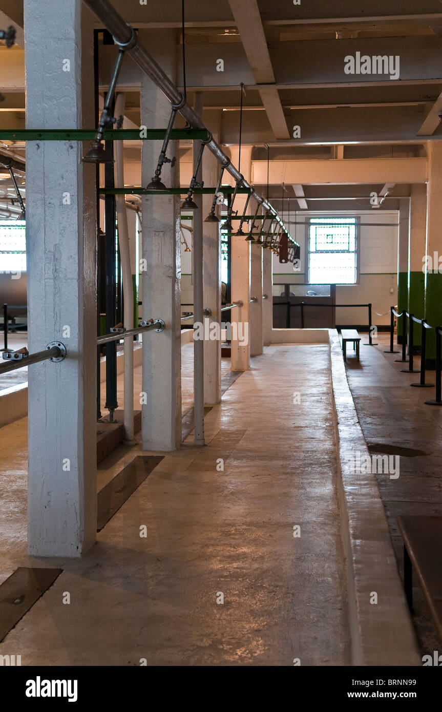 Central shower room in the prison, Alcatraz Island, The Rock, San Francisco, California, USA