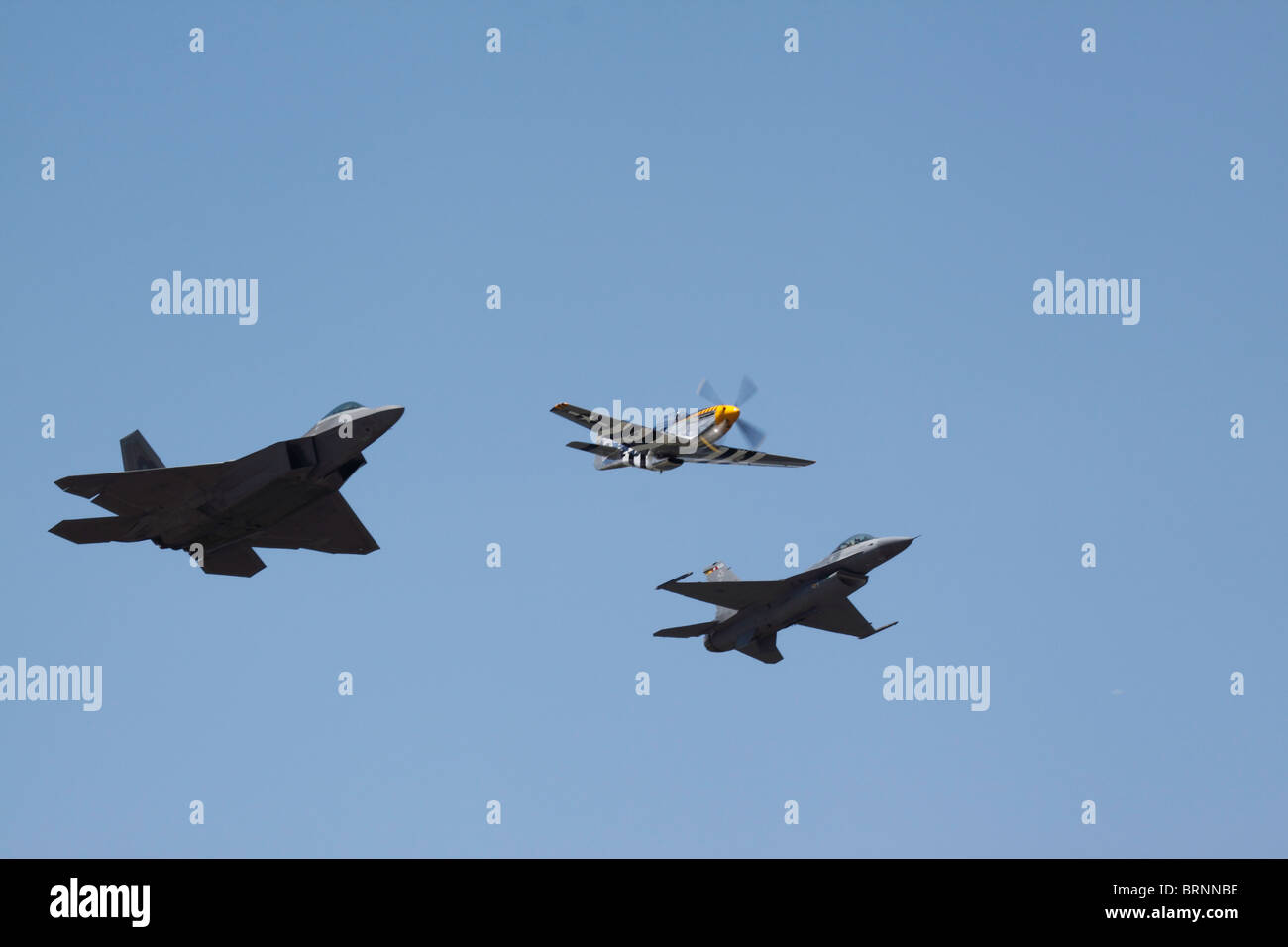 A trio of aircraft from yesterday and today. Stock Photo