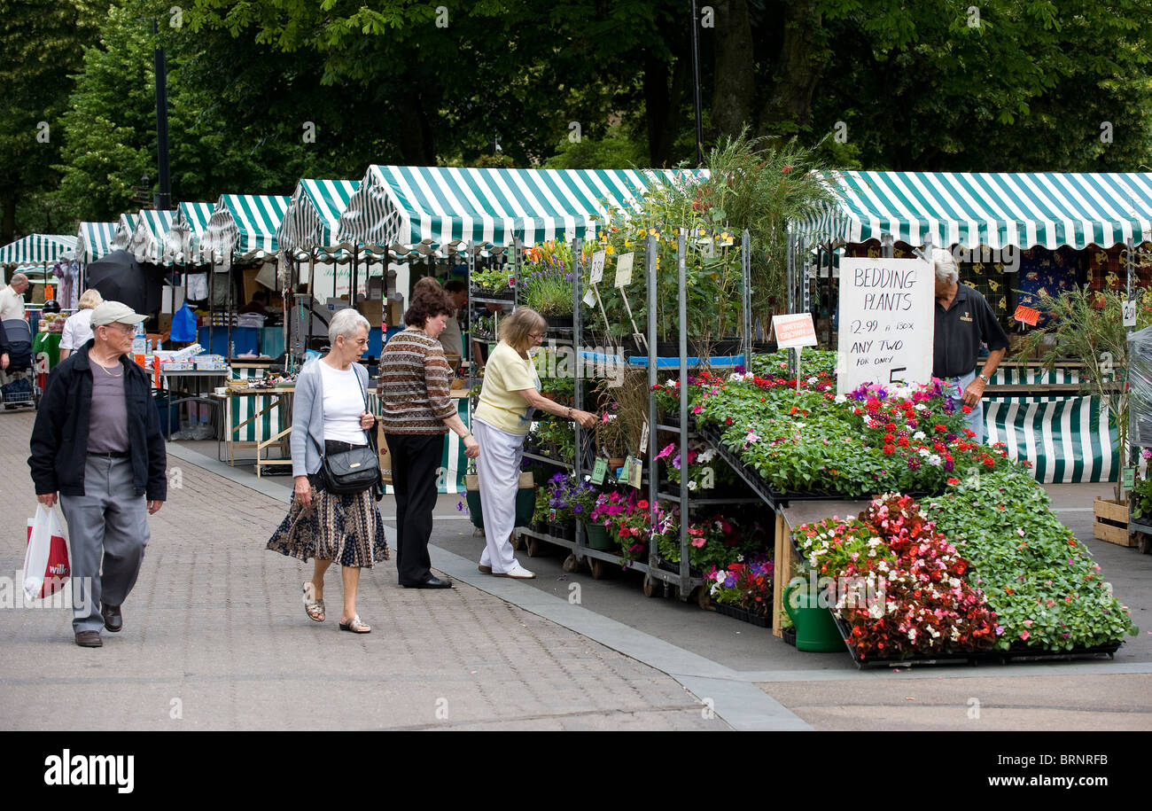 The market in the town centre of Redditch in Worcestershire England UK