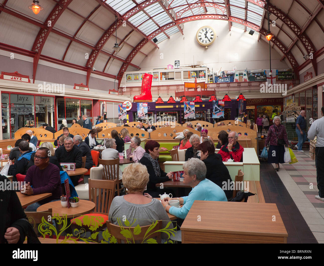 A busy café in Grainger Market Newcastle upon Tyne Stock Photo