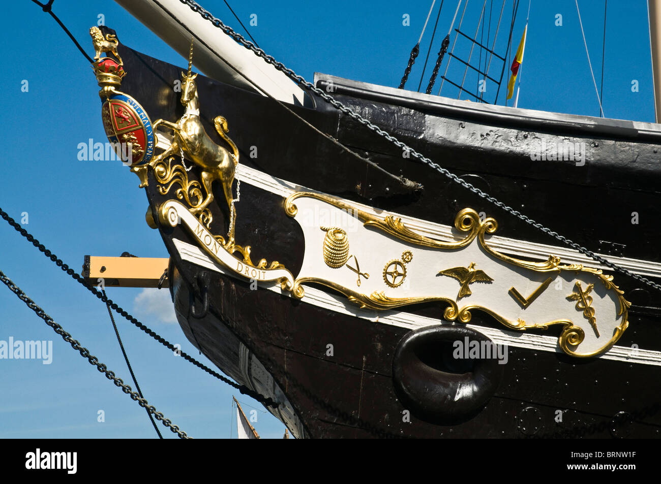 dh SS Great Britain BRISTOL DOCKS BRISTOL Ships prow bow of ship maritme ship museum front close up Stock Photo