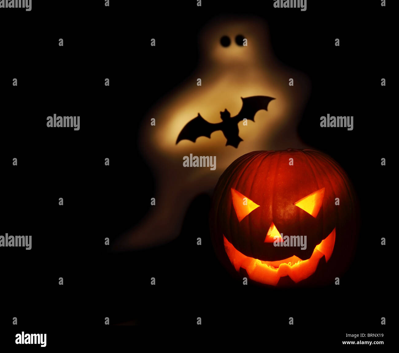 Halloween ghost bat pumpkin Cut Out Stock Images & Pictures - Alamy